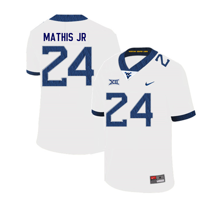 Men #24 Tony Mathis Jr. West Virginia Mountaineers College Football Jerseys Sale-White - Click Image to Close